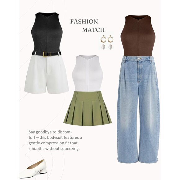 Women Seamless Zip Up Bodysuit Black Large Slimming Soft Fabric - Picture 6 of 6